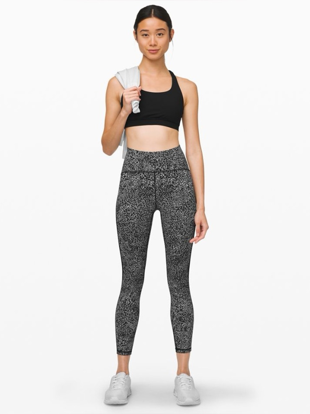 Lululemon Black & White Animal Print High-Rise Leggings, Size 4.